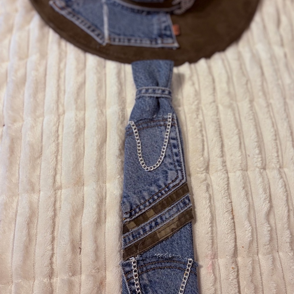 Stylish Denim Patchwork Hat - image 1